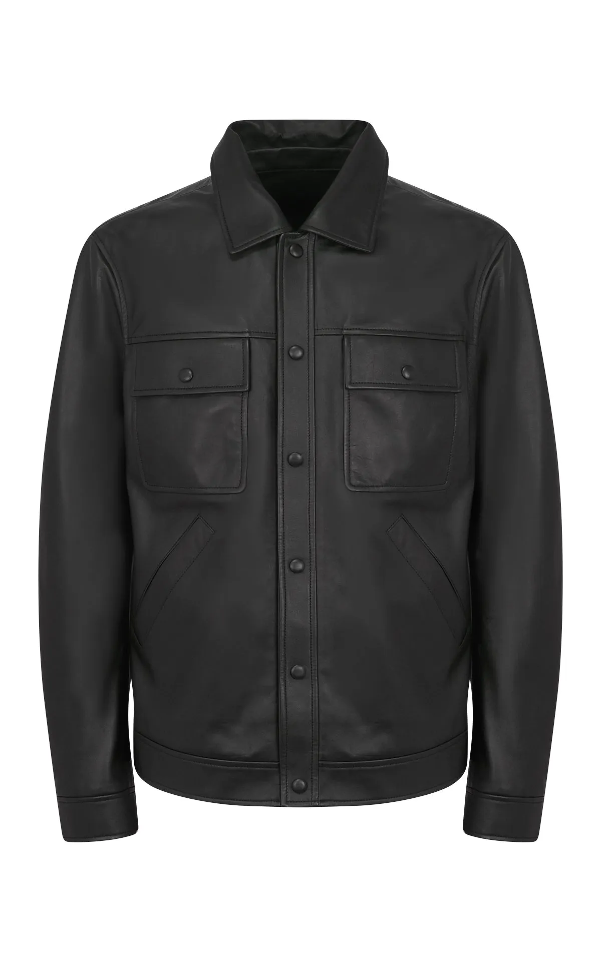 Reinforced Shoulder Padding Levy Jacket in Black Nappa Leather