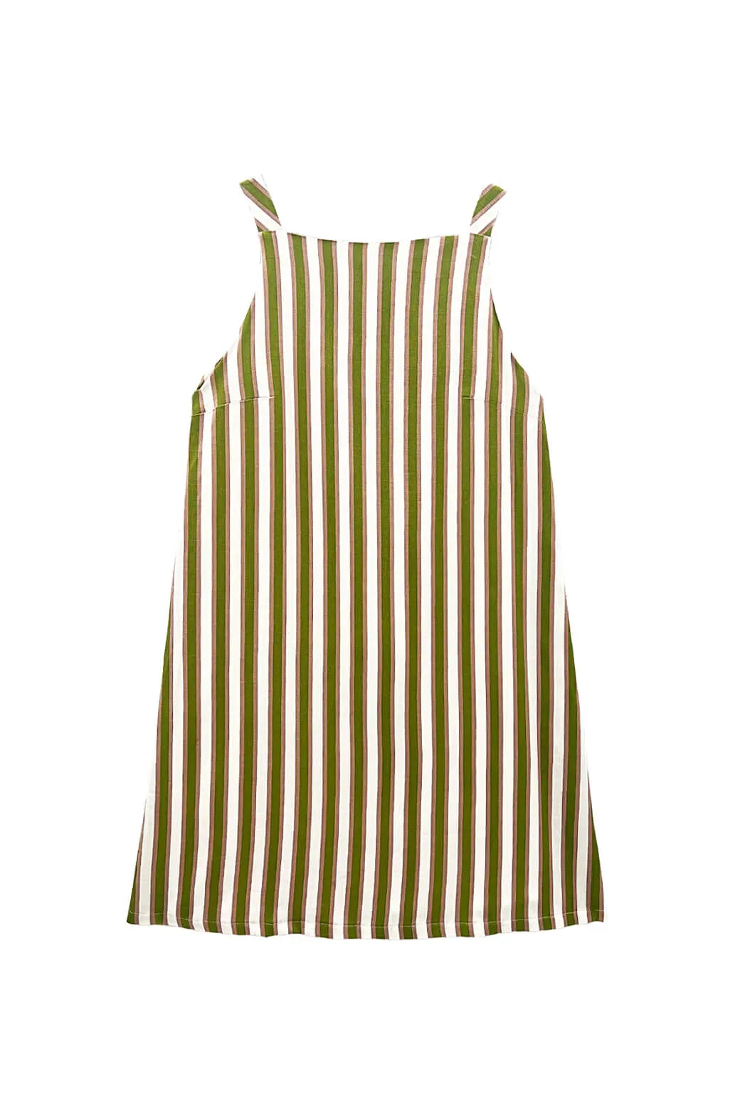 Ergonomic Pattern Design Vintage Shirt Buru x Megan Stokes The Megan MINI Dress - Green & Brown Stripe