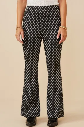 Quick Access Pockets Ditsy Floral Bell Bottom Knit Pants