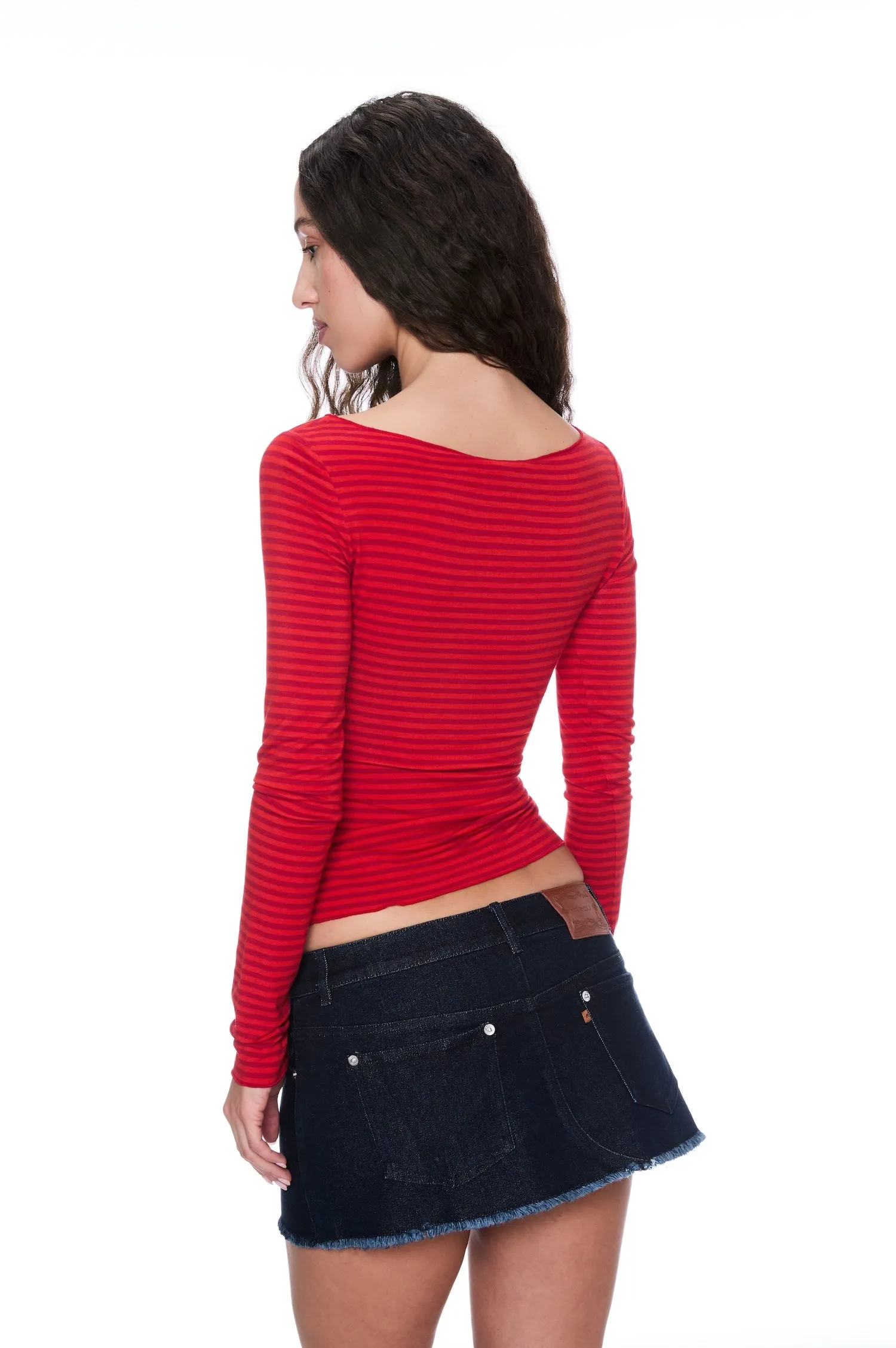 Layered Panel Construction AMELIA TOP - RED STRIPE