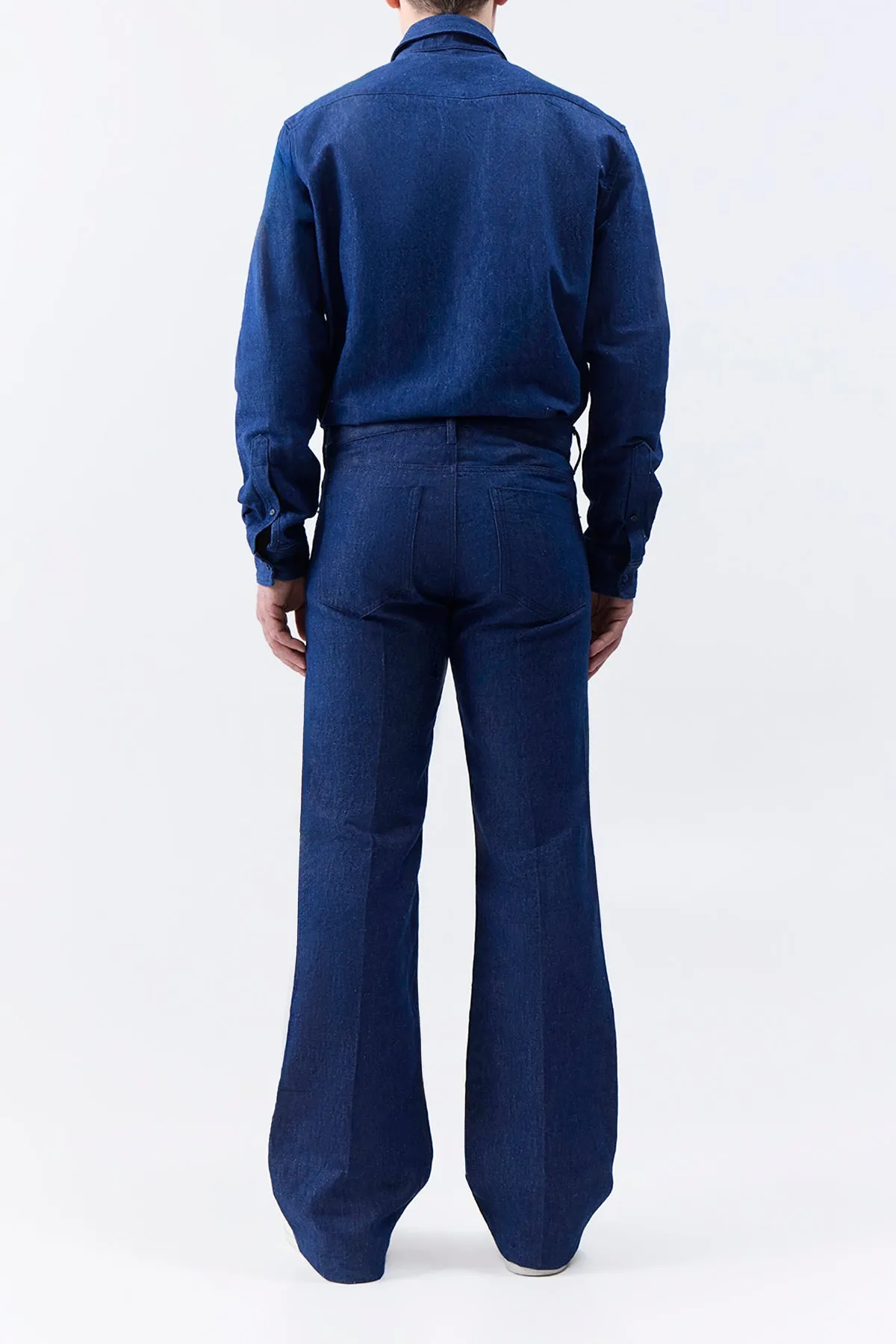 Tapered Silhouette Engineering Snag Resistant Weave Preston Five Pocket Pant in Recycled Cotton Linen Denim