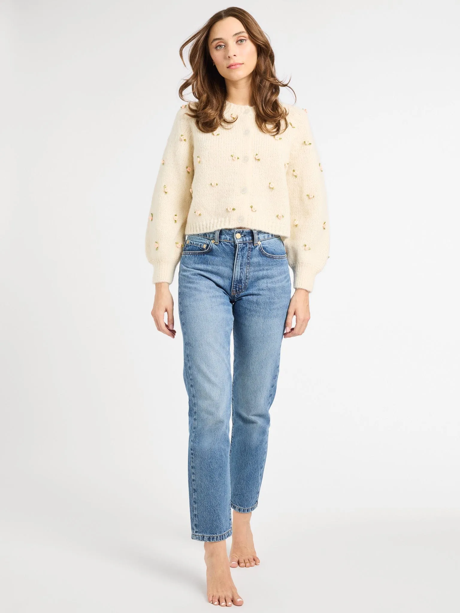 Durable Double Stitching Biodegradable Fiber Priscilla Cardigan in Rosette