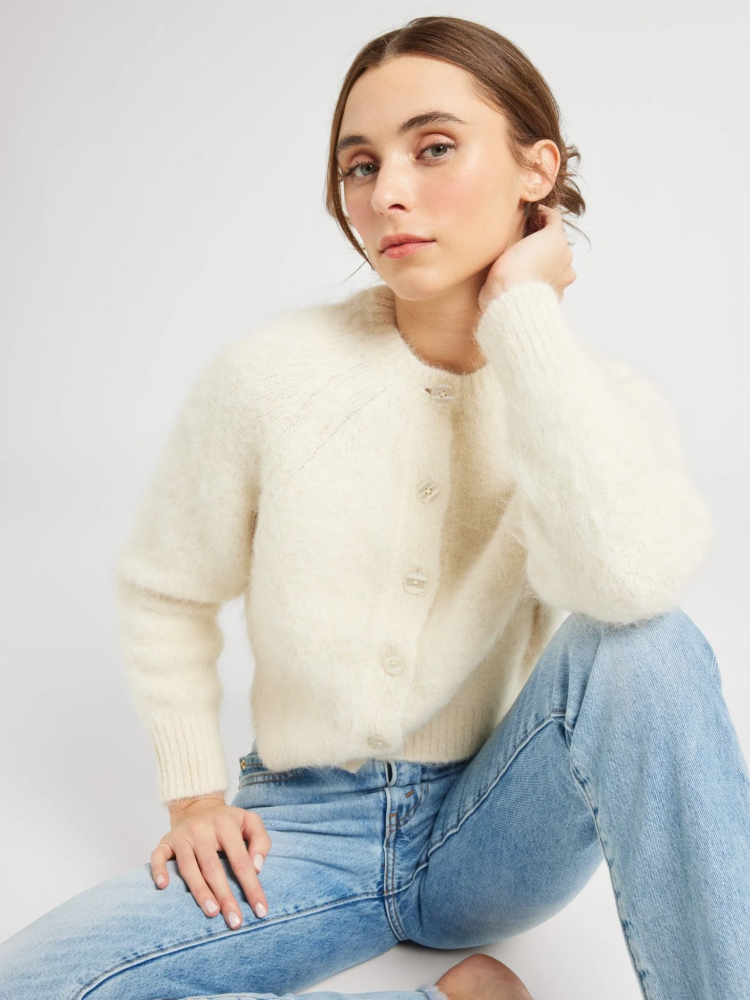 YarnDyedQuality Priscilla Cardigan in White