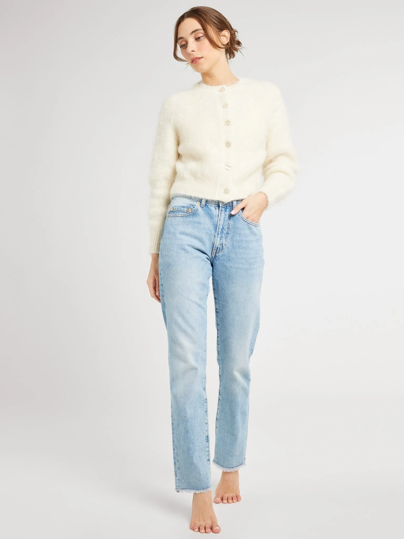 Priscilla Cardigan in White ButtonlessClosure