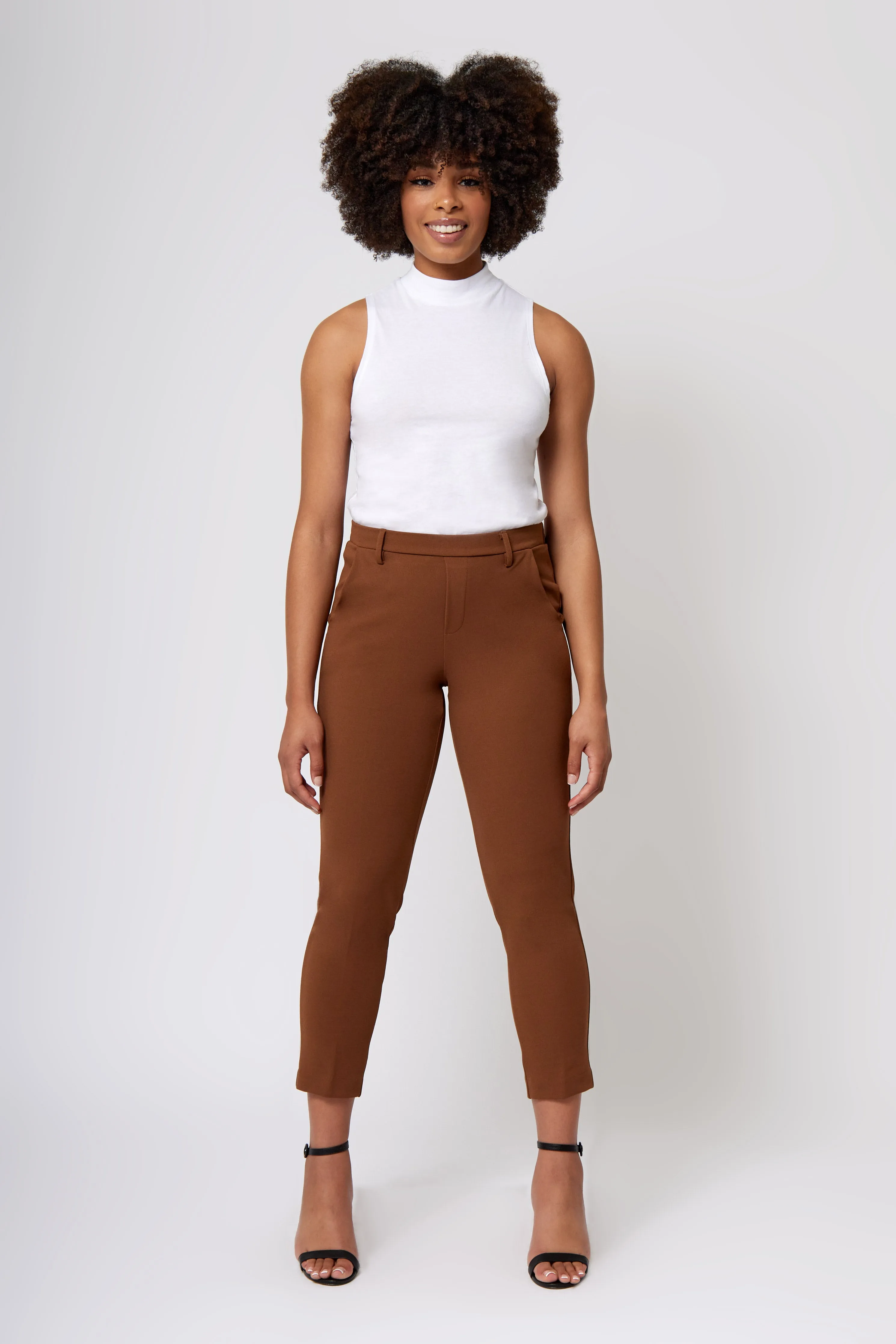 Elasticized Cuffs Core Ease Pull-on Crop Knit Crepe Trousers