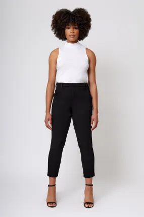 Pull-on Crop Knit Crepe Trousers Seamless Waistband Non Restrictive Cut