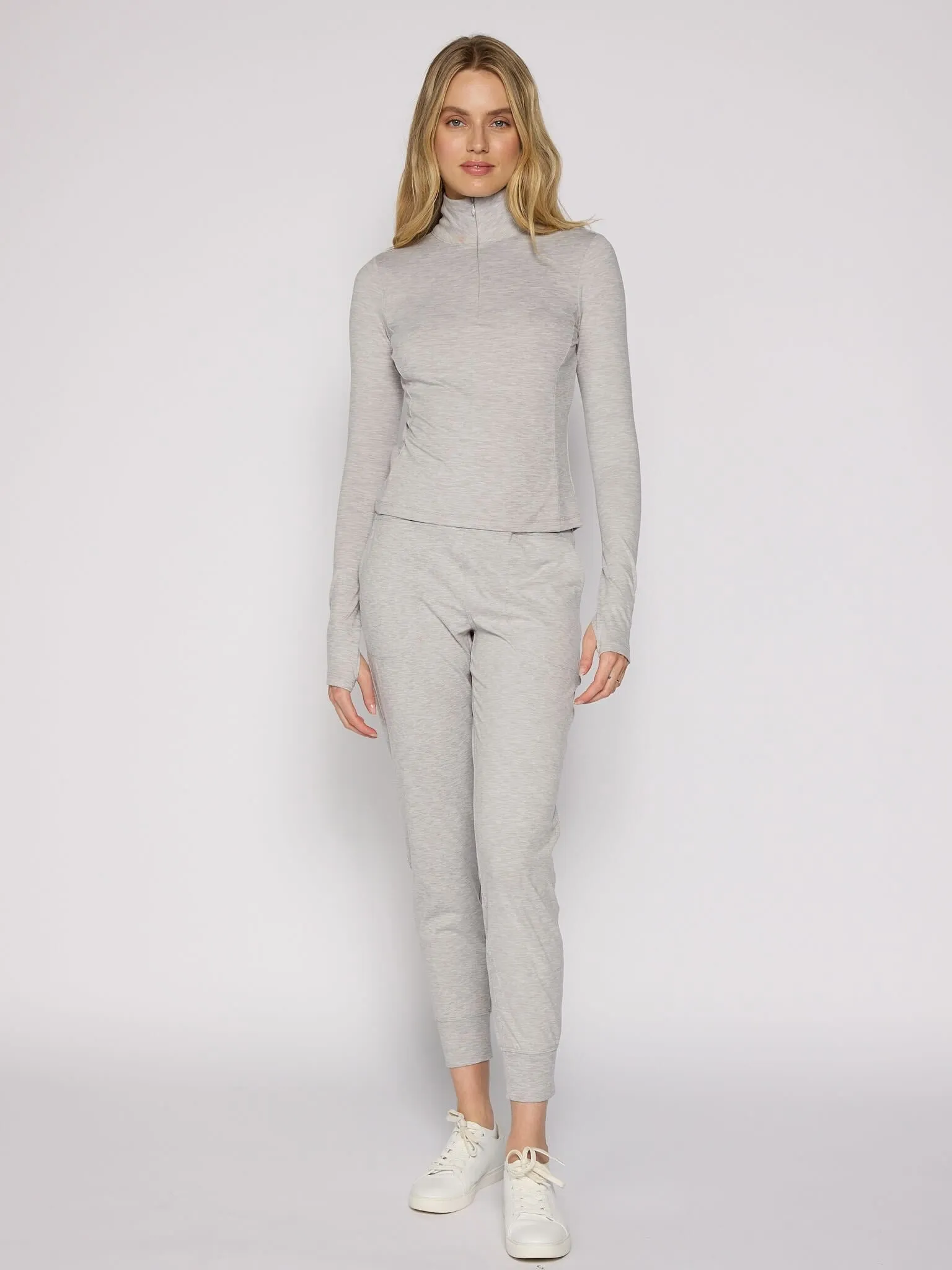 Quarter Zip Long Sleeve Top in Various Colors EcoFriendly Dye OdorResistantTreatment