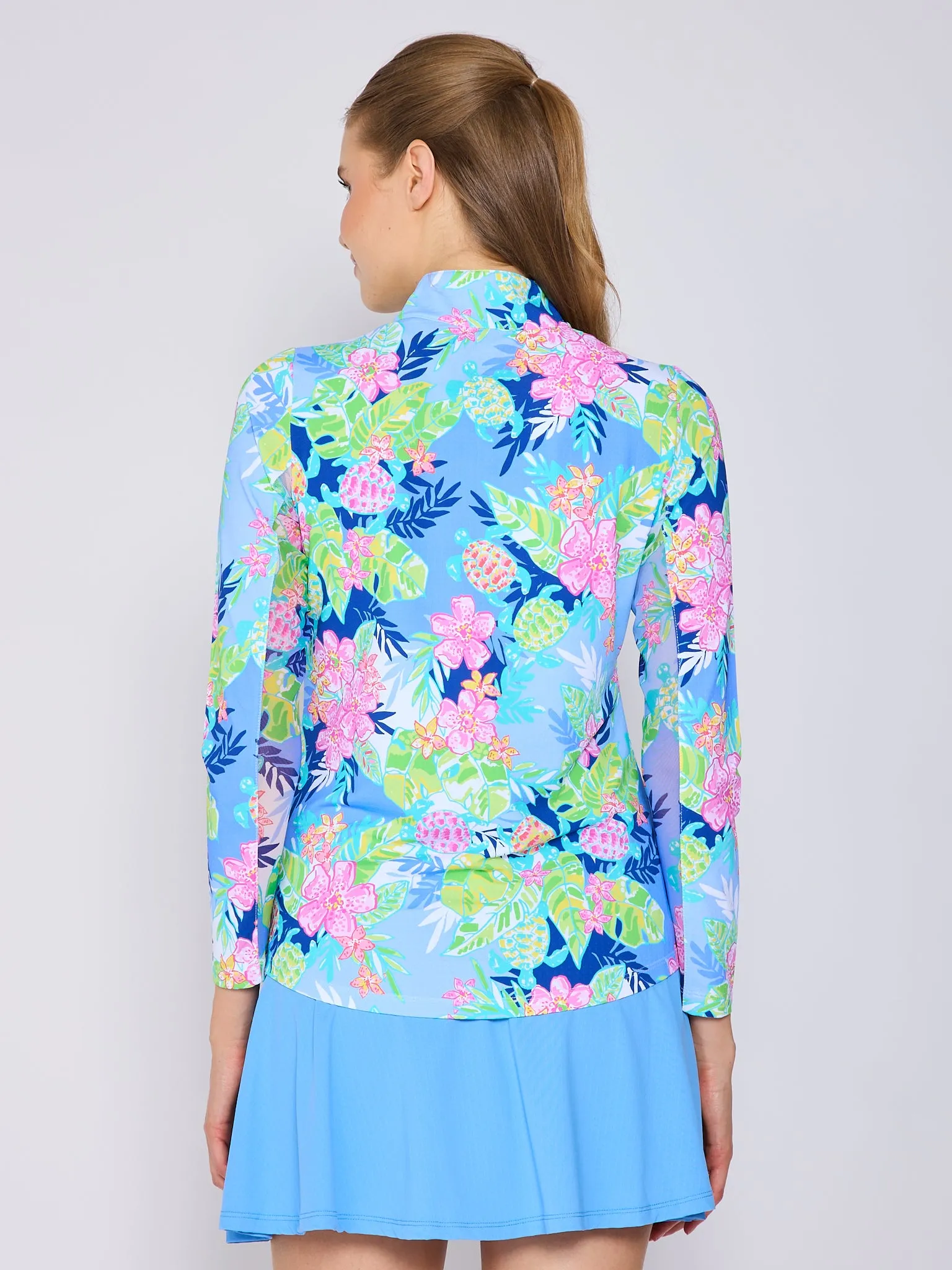 Breathable Lining Quarter Zip Sun Protection Top In Key Largo