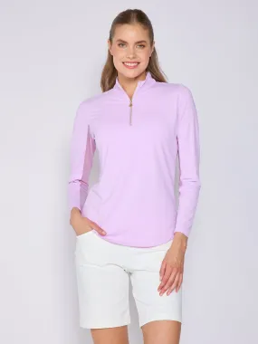 Airflow Optimized Weave Contoured Armhole Design Quarter Zip Sun Protection Top In Lavender