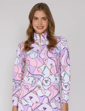 Quarter Zip Sun Protection Top In Pink Link GarmentWashedFinish Sun Protective Fabric