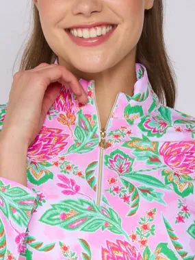 Quarter Zip Sun Protection Top In Pink Paradise Versatile Wear