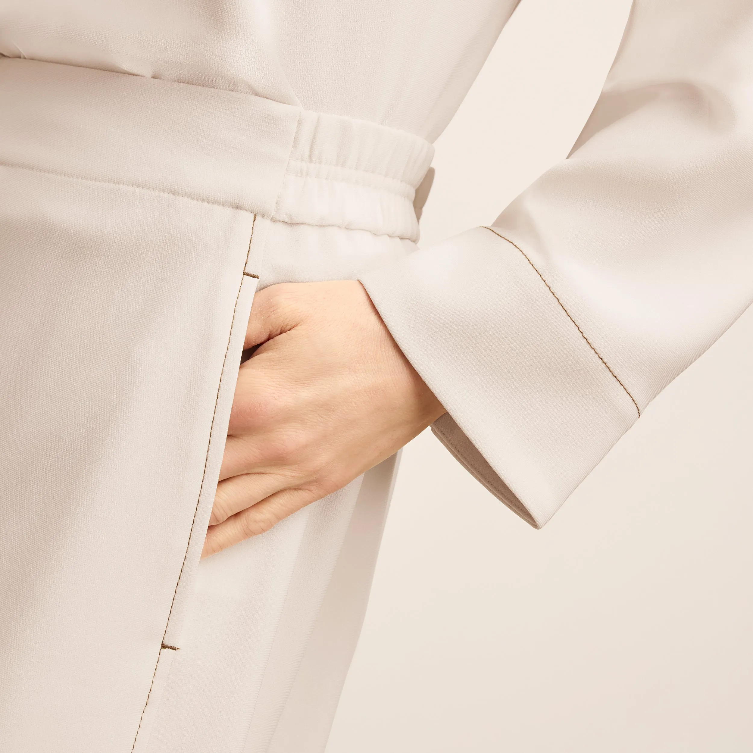 Layered Panel Design Jules Top - Everyday Crepe with Topstitch :: Eggshell