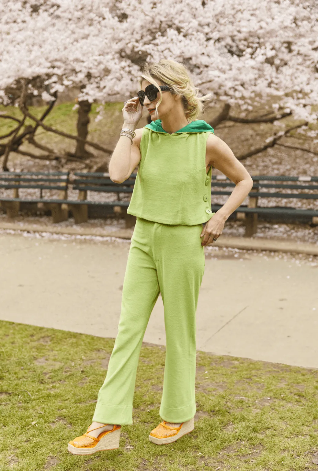 SAMPLE - The Charlie Pant - Lime Sherbet Terry Anti Cling Finish Adaptable Fit