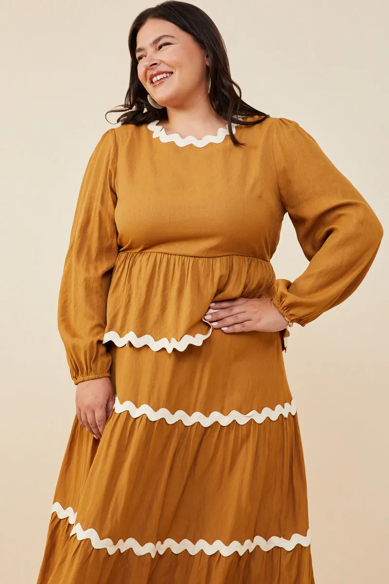 MoistureWicking Material SoftTouchBrushedInterior Wavy Twill Trimmed Baby Doll Top