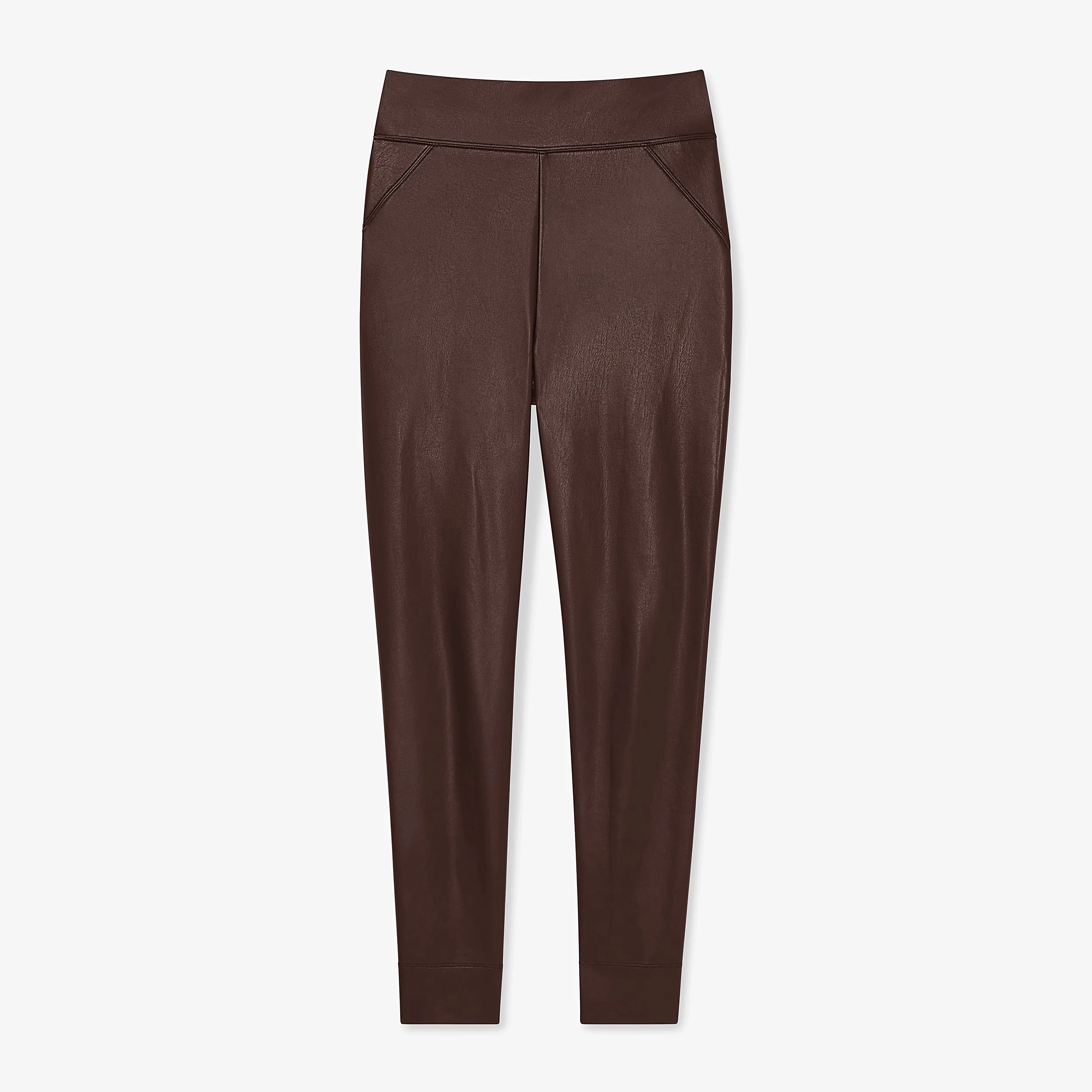 QuickAbsorb Material Harrington Legging - Vegan Stretch Leather :: Brown Zero Waste Production Label MoistureWicking Technology