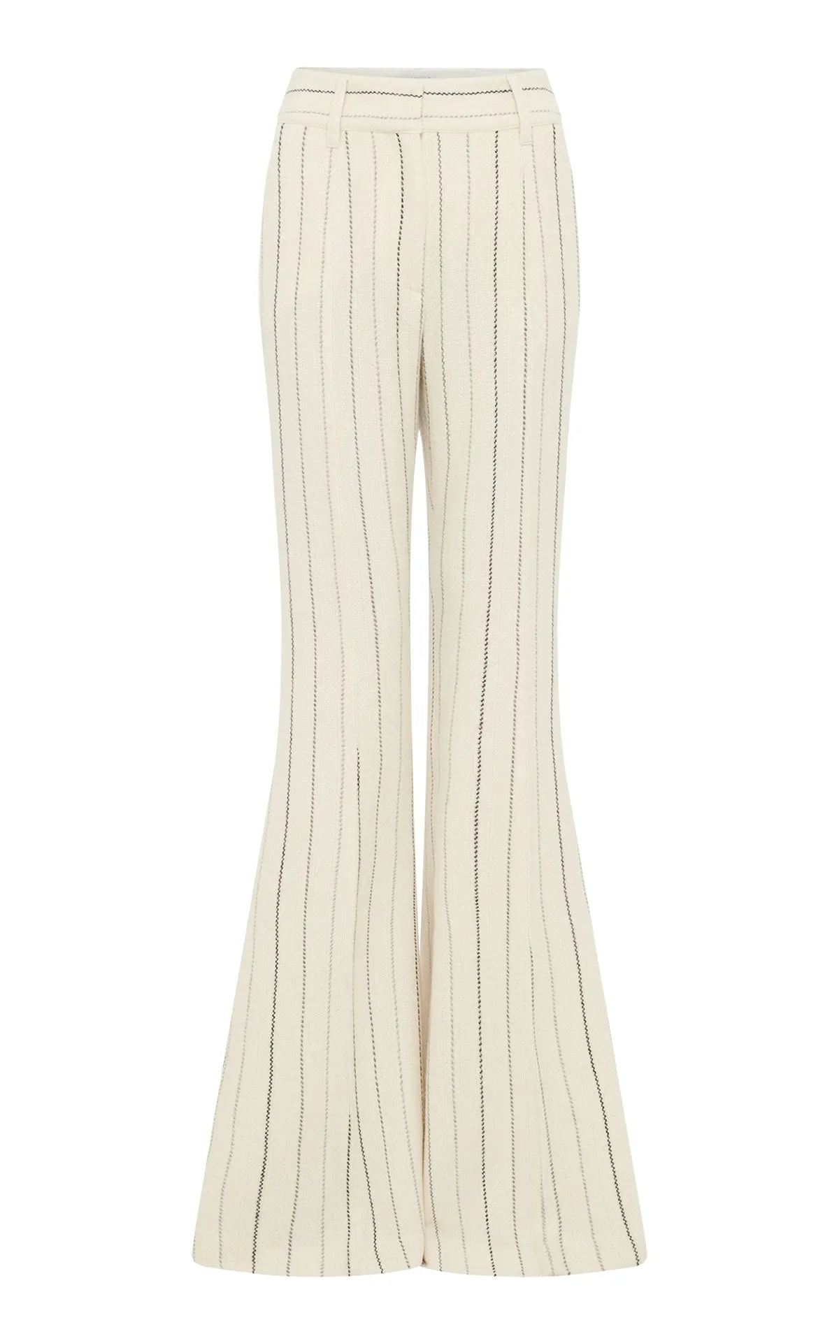 Rhein Flare Pant in Ivory Multi Pinstripe Wool Cashmere Bluesign Approved Material