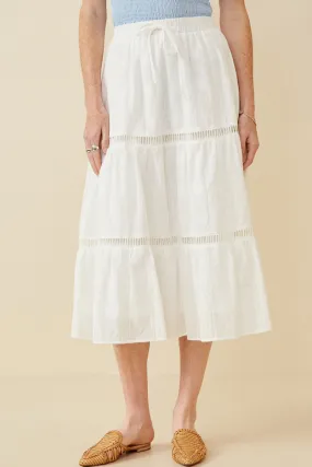 Floral Embroidered Eyelet Skirt With Crochet Detail NonBindingWaistline Quick Access Pockets