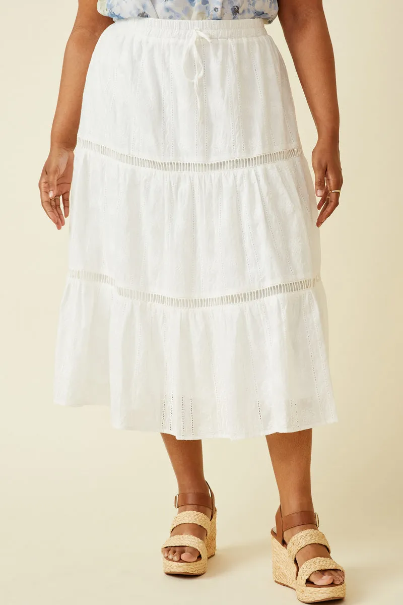 Floral Embroidered Eyelet Skirt With Crochet Detail Urban Flex MachineWashableFabric