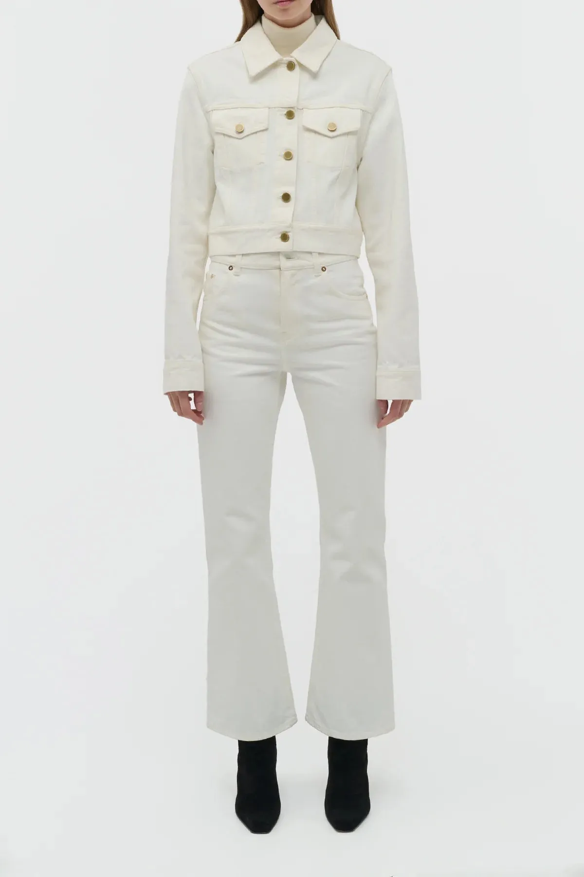 Bronte Jacket in White Recycled Cotton Denim Lightweight Weave