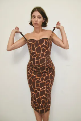 DOLCE & GABBANA GIRAFFE BUSTIER MIDI DRESS Low Profile Seaming