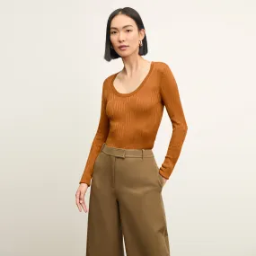 Ventilated Panel Design Mesh Lining Rae Day-to-Night Top - Cascade Knit :: Caramel