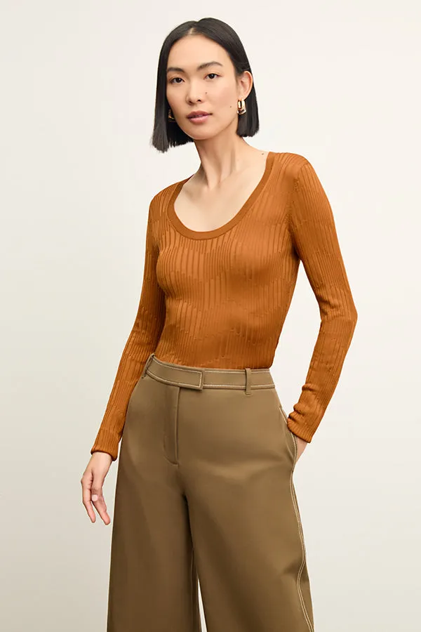Rae Day-to-Night Top - Cascade Knit :: Caramel Reflective Logo Detail