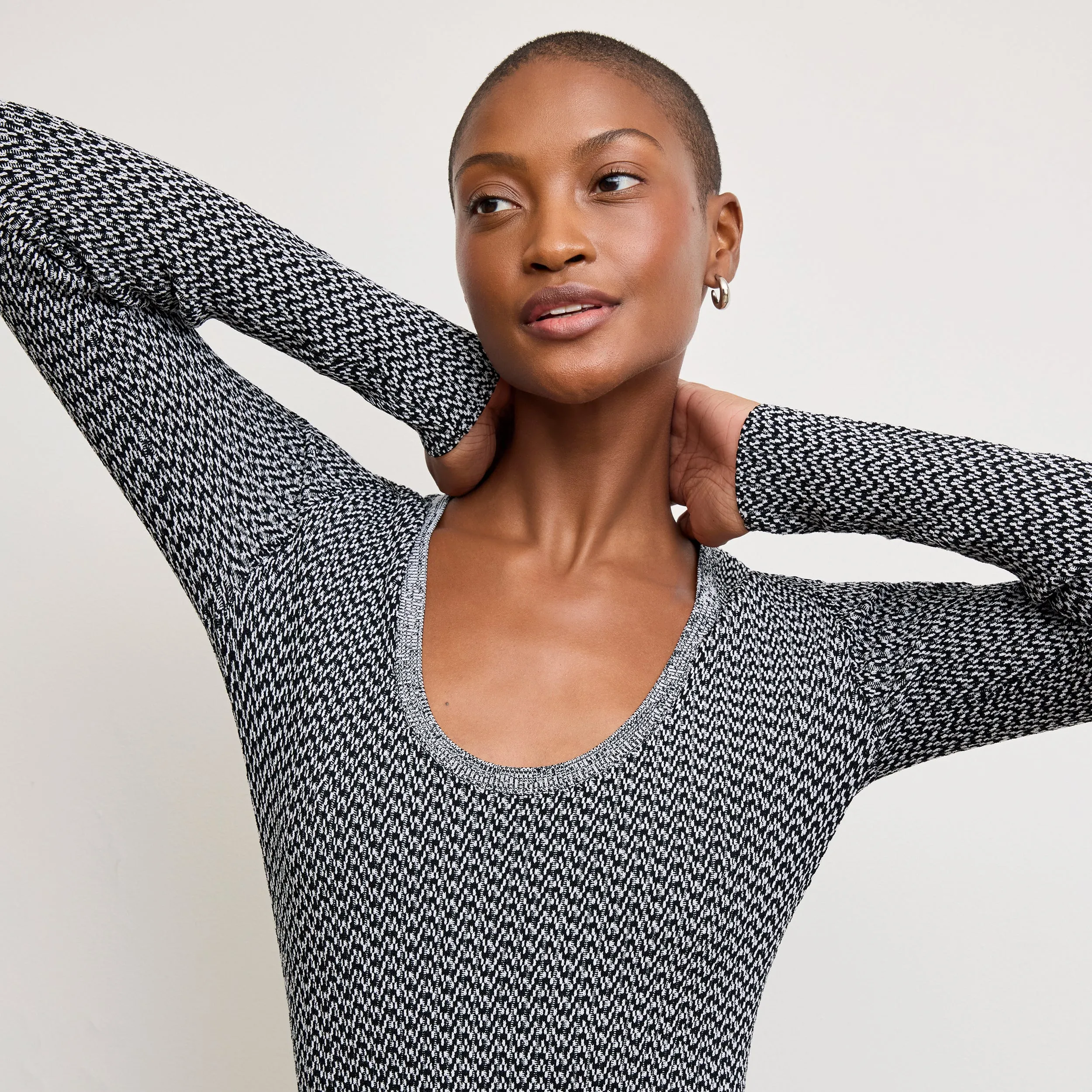 Rae Day-to-Night Top - Mini Chevron Knit :: Black/White Friction Resistant Finish