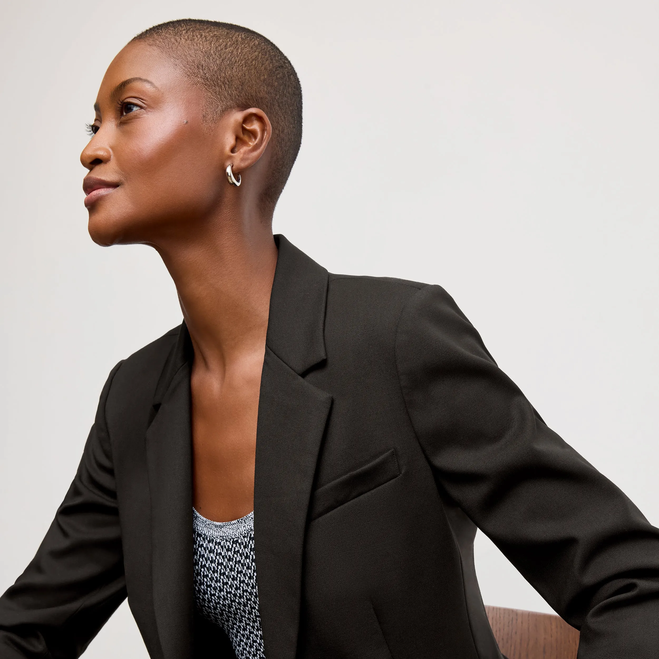 Rae Day-to-Night Top - Mini Chevron Knit :: Black/White Summer Blouse