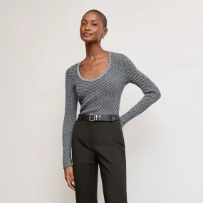 Adjustable Shoulder Straps Rae Day-to-Night Top - Mini Chevron Knit :: Black/White