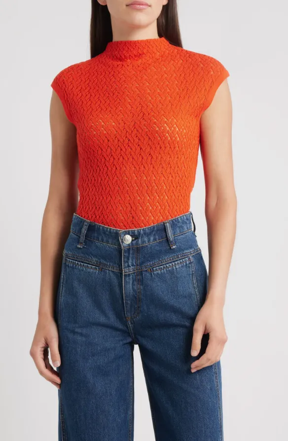 RAG AND BONE TANA MERINO CAP SLEEVE SWEATER Antimicrobial Treatment