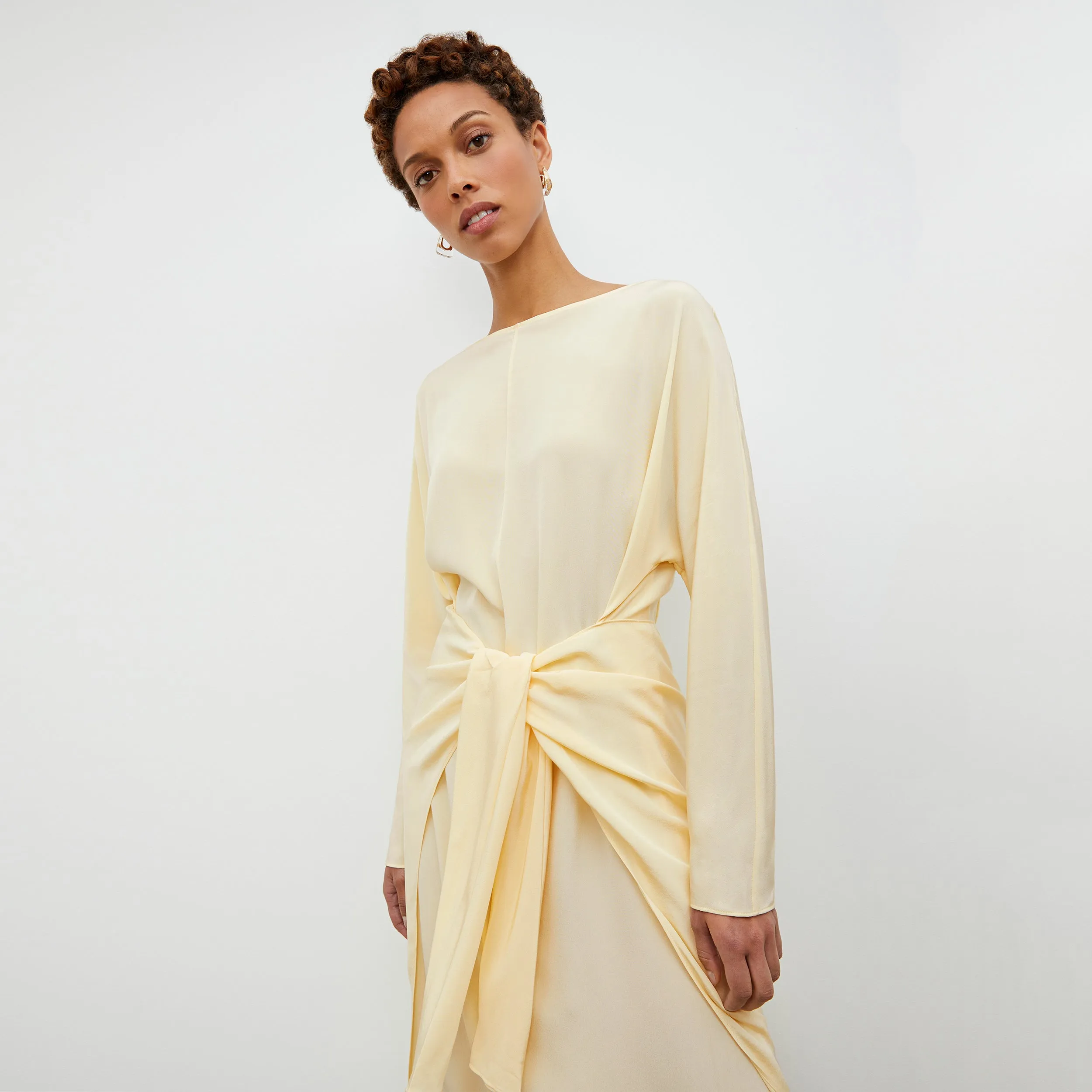 Rashmeen Dress - Washable Silk :: Parchment WaterRepellent Multi Pocket Configuration Laser Cut Edges