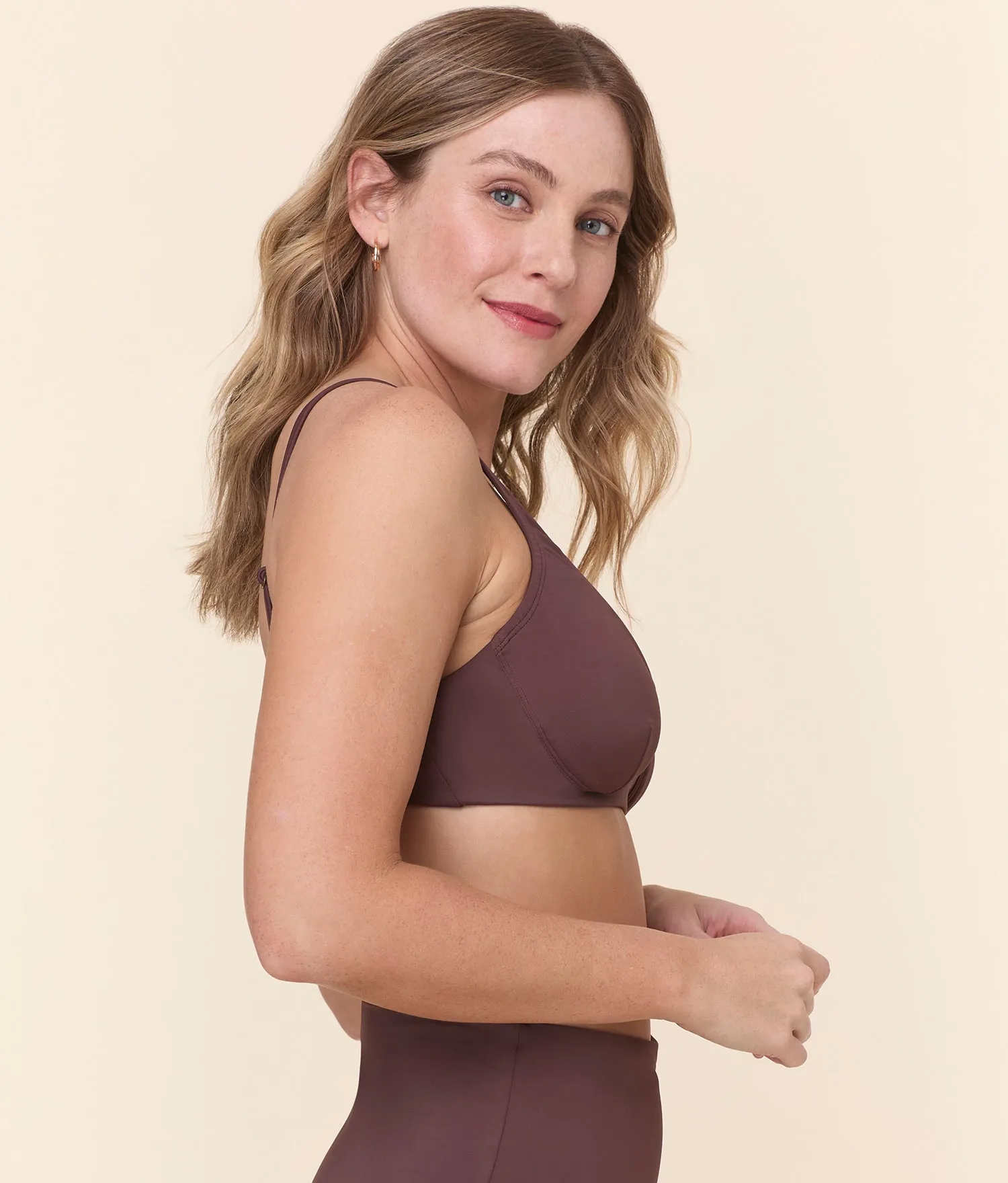 Thermoregulating Fabric The Mila Bikini Top - Eco Nylon - Mink