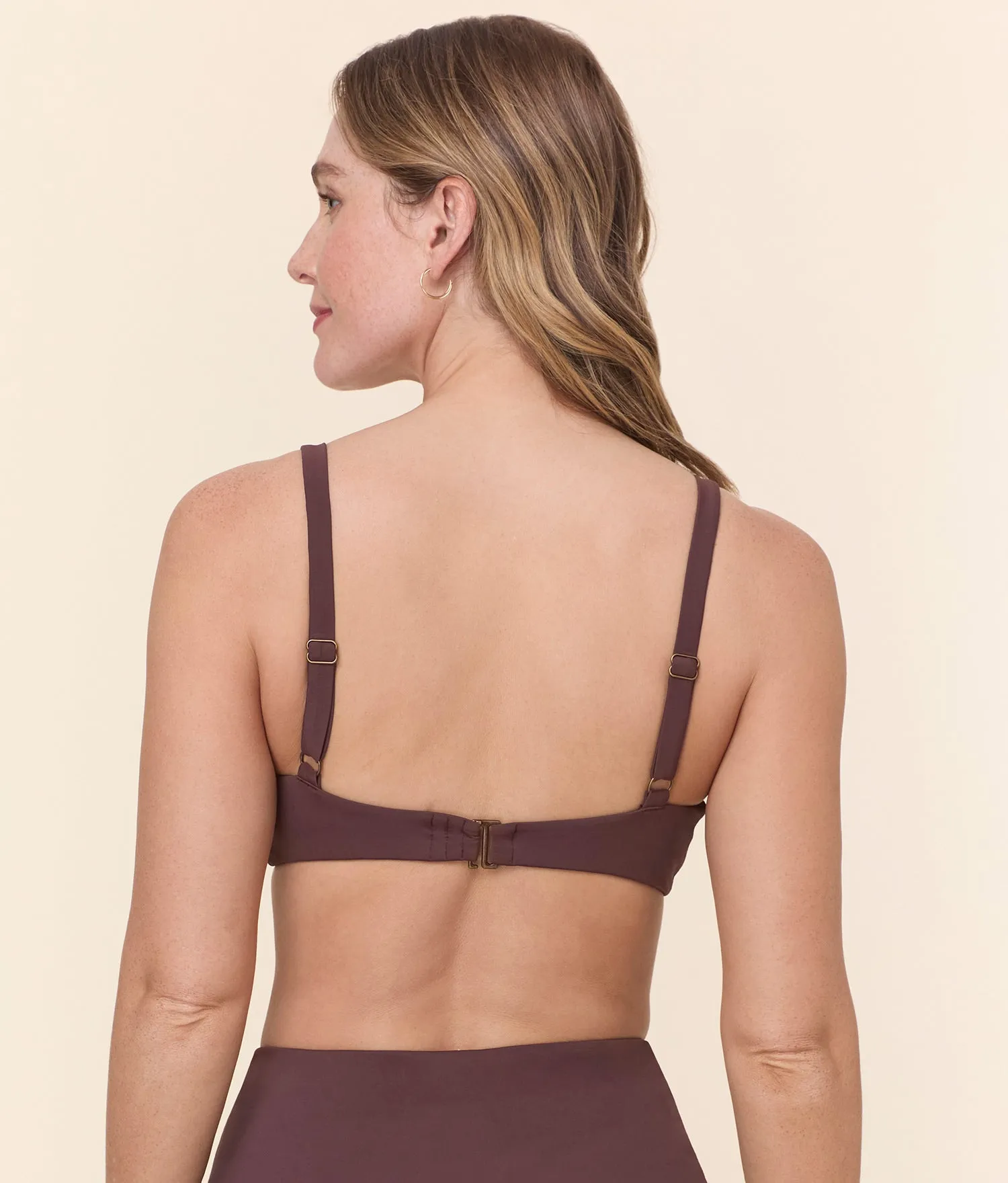 The Mila Bikini Top - Eco Nylon - Mink Sporty Look