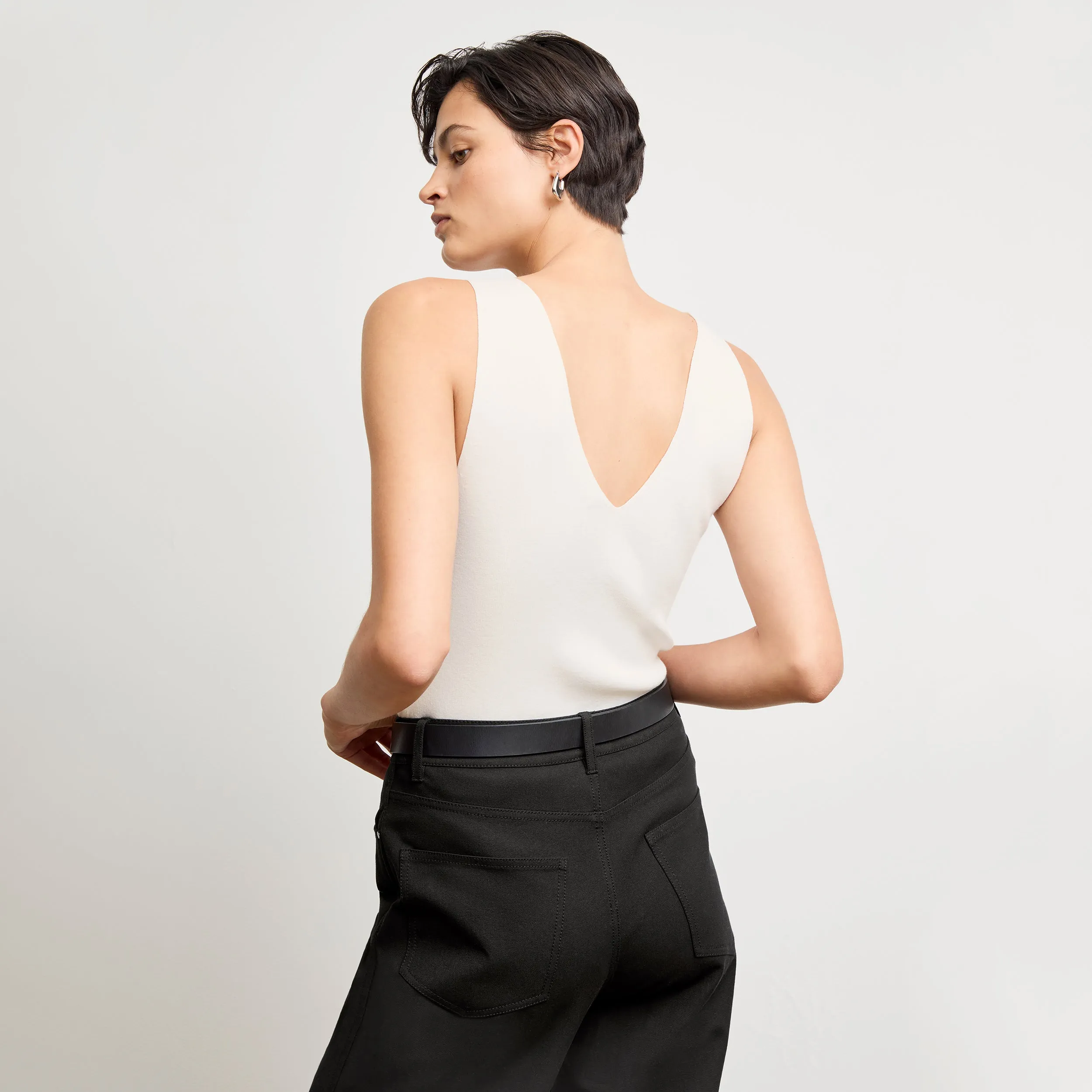 Urban Look Alecia V-Neck Tank - Eco 365Knit :: Ivory