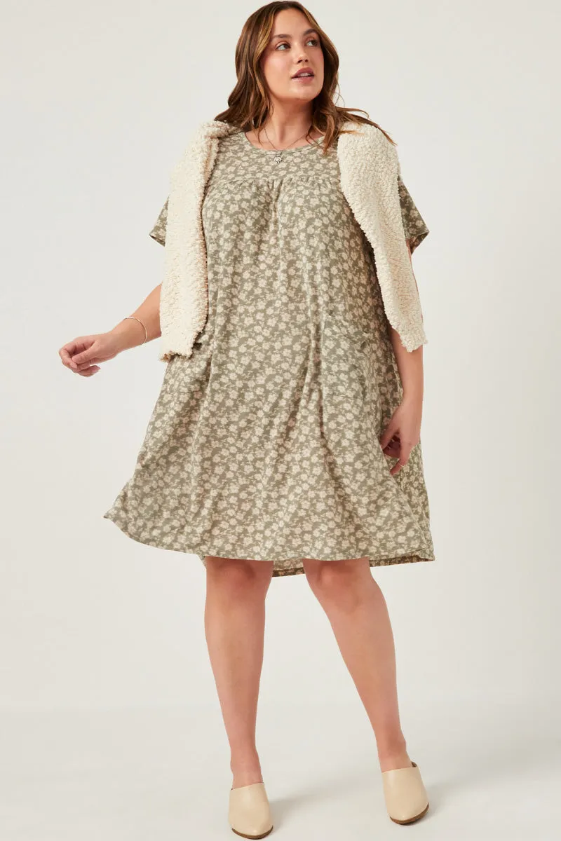 Floral Print French Terry Slouchy Pocket Dress vacation look Timeless slip dress