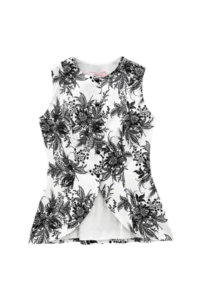 Chic Tee RollUpCuff Buru x Kristin Kennedy Annie Vest - B&W Botanical