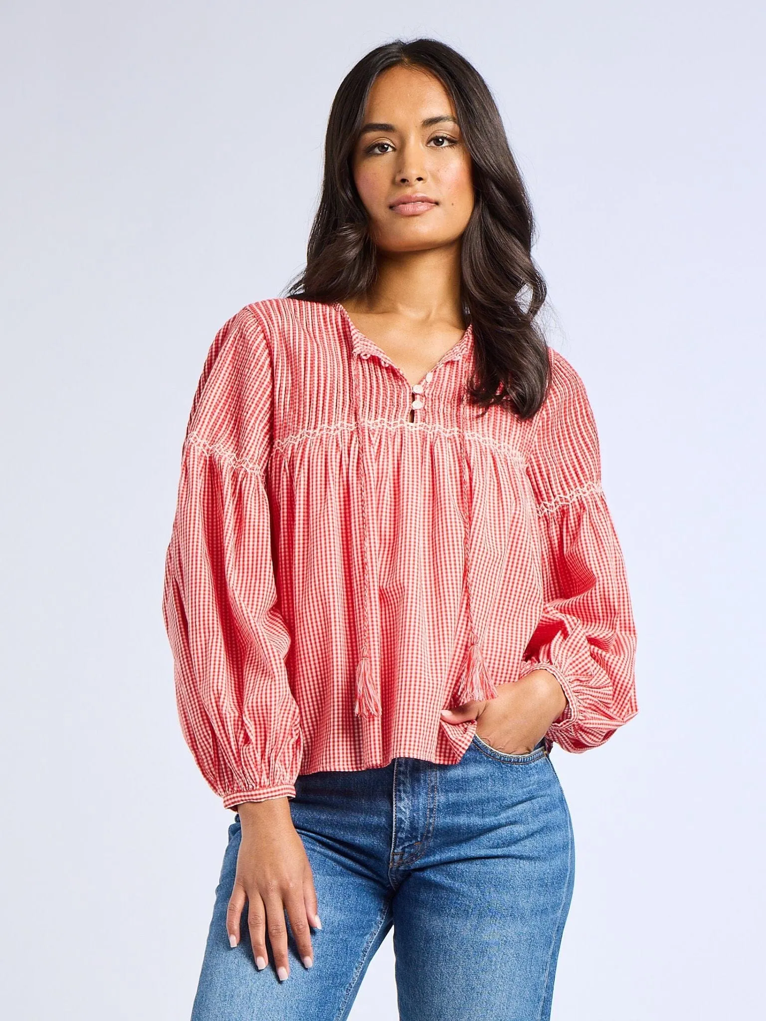 OdorResistantTreatment Vivienne Top in Red Gingham