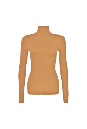 Long Sleeve Mock Turtleneck - Caramel Everyday Fashion