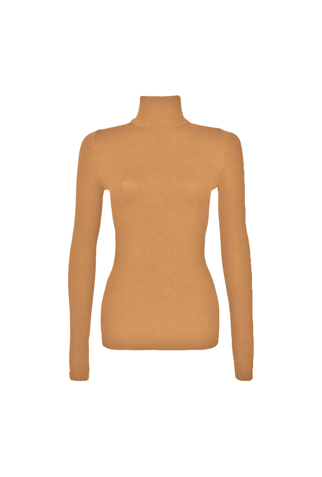 Long Sleeve Mock Turtleneck - Caramel Everyday Fashion
