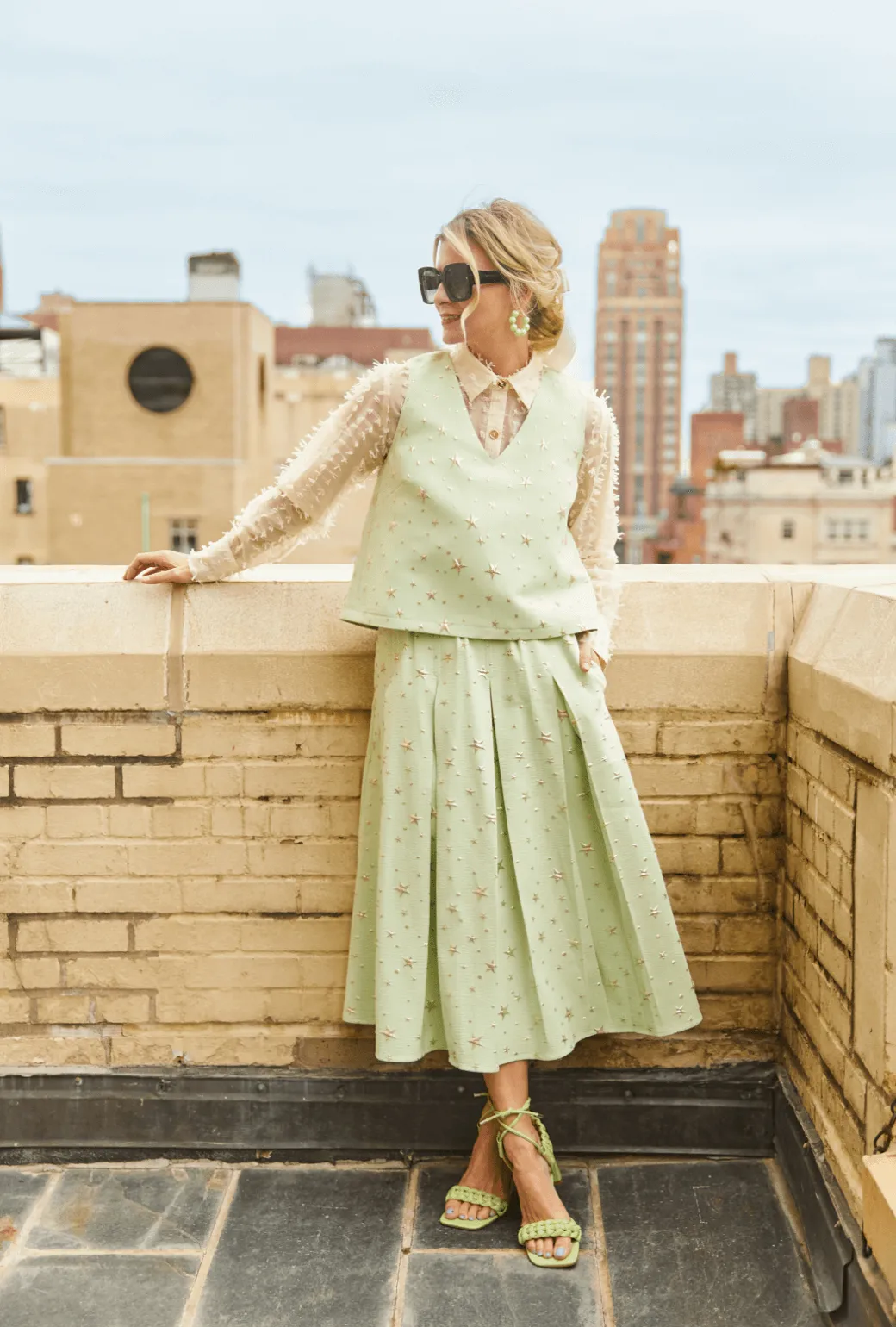 SAMPLE - Polly Party Skirt - Celestial Mint Pocket Reinforcement