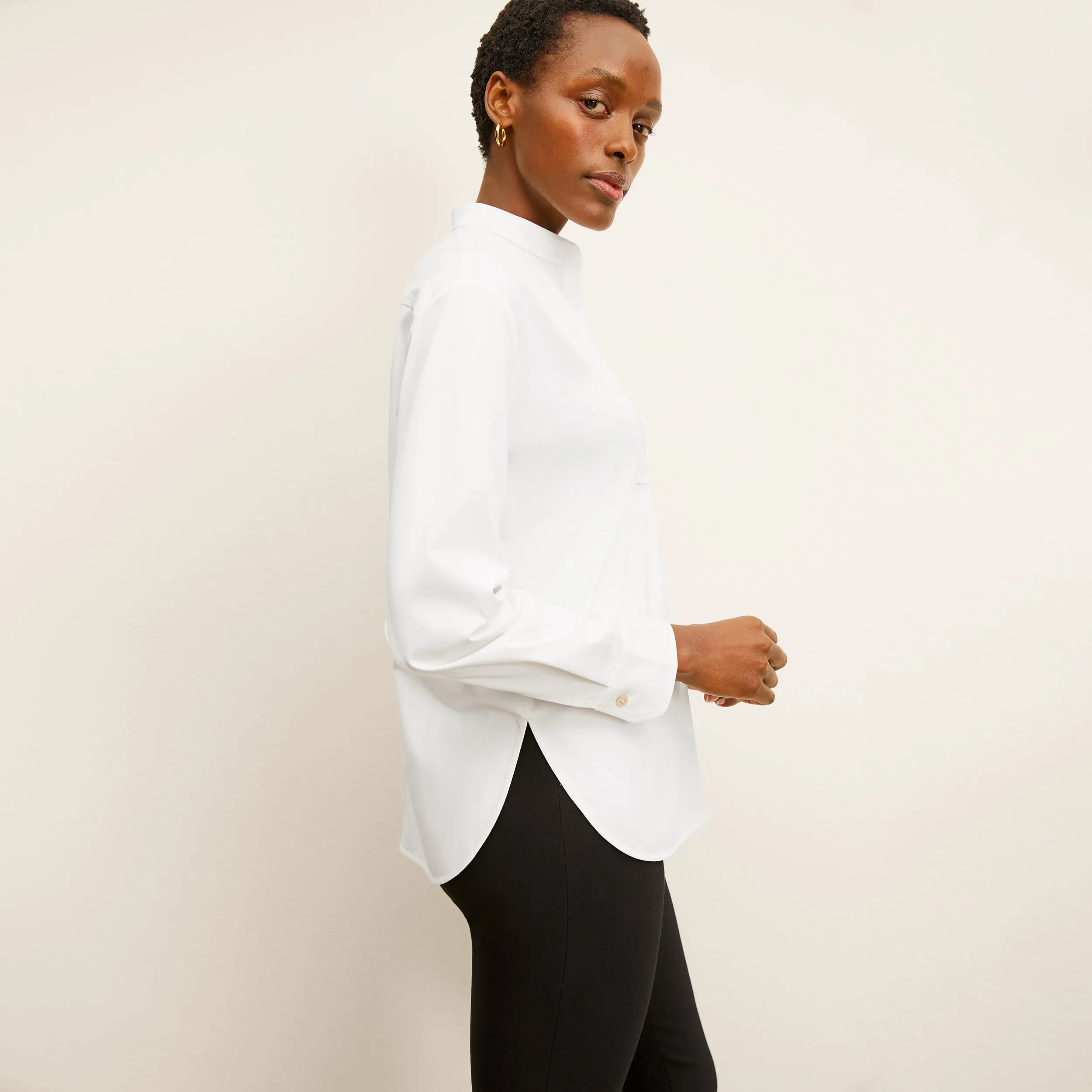 Compact Design Tonya Top - Knit Poplin :: White ReinforcedShoulderConstruction Casual Look