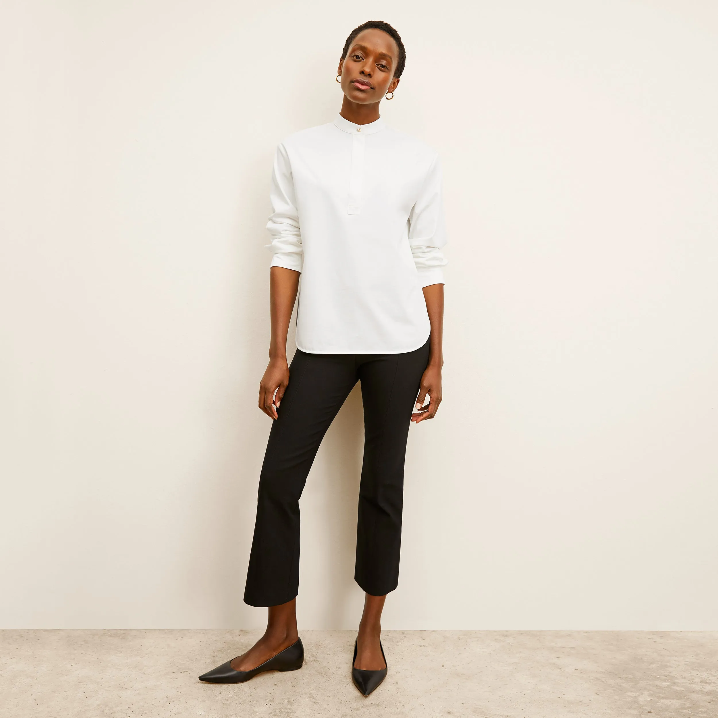 Compact Design Tonya Top - Knit Poplin :: White Seamless Design