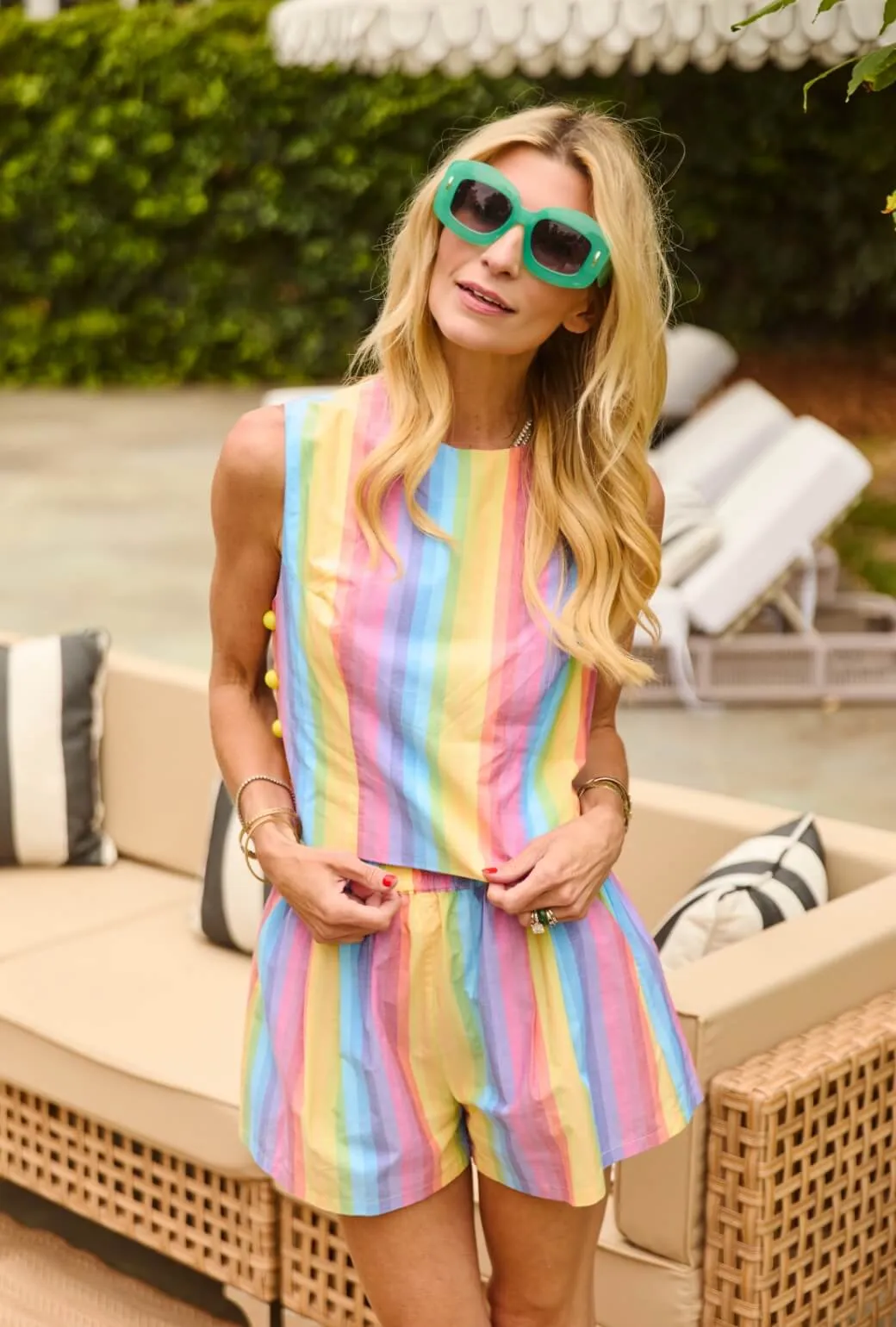 Button Box Top - Rainbow All Season Wear Fabric