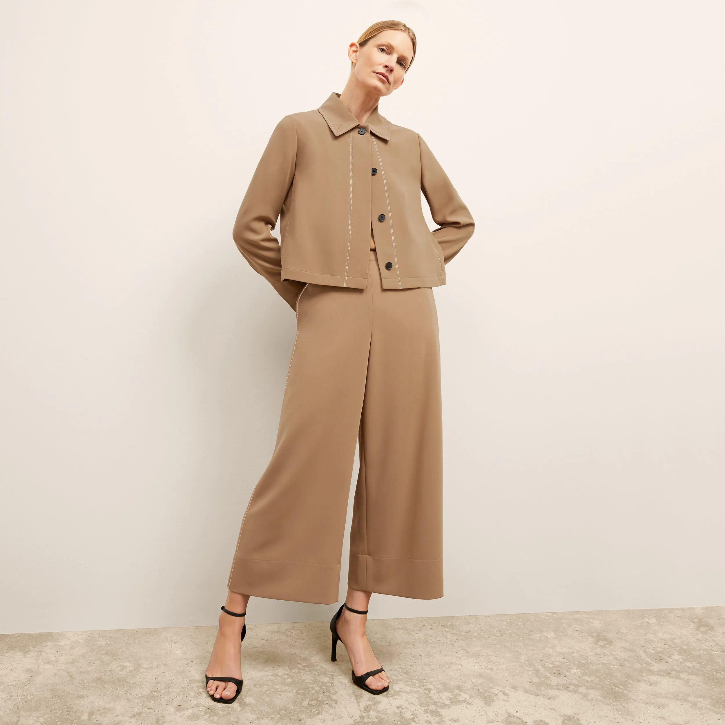 Elena Travel Culotte - Everyday Crepe :: Light Saddle HighDensityFoam Oversized Collar