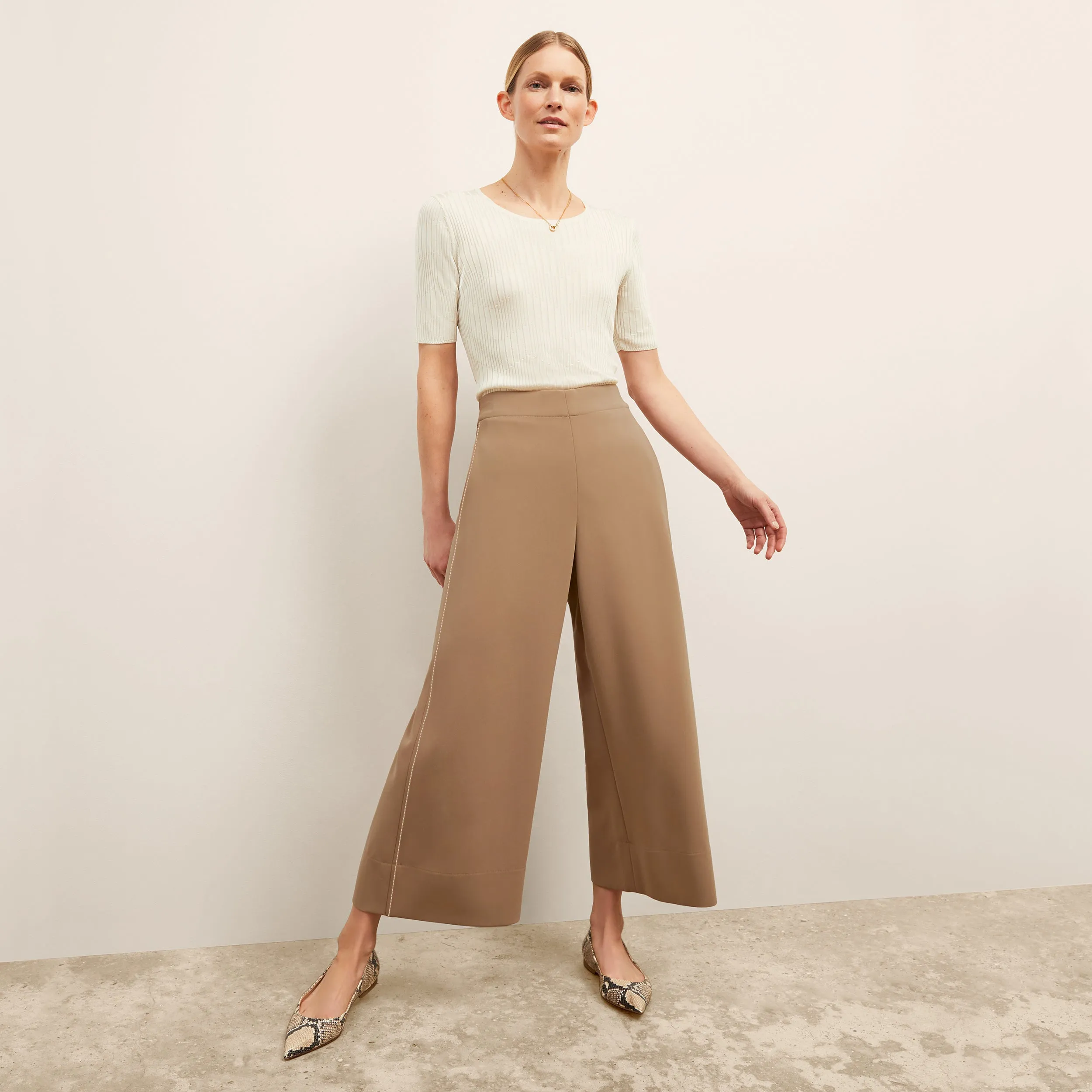 Breathable Underarm Gussets Elena Travel Culotte - Everyday Crepe :: Light Saddle