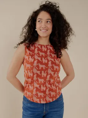 Millie Muscle Tee - Leopard Sienna Breathable mesh lining OdorControl Technology