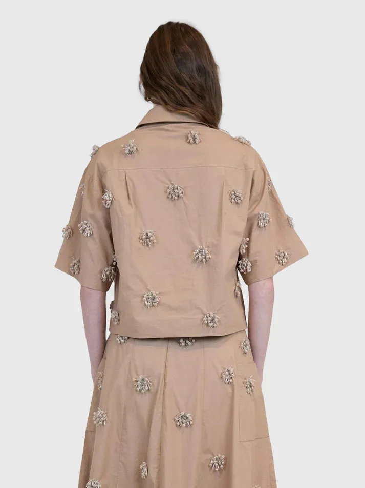 Double Layered Fabric MicroPerforated Details SIMKHAI COSMO CAMP SHIRT