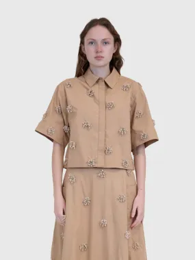 SIMKHAI COSMO CAMP SHIRT DoubleLayered Neckline
