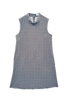 Mod Dress - Blue & Brown Cheetah Knit StretchComfort Minimalist Silhouette