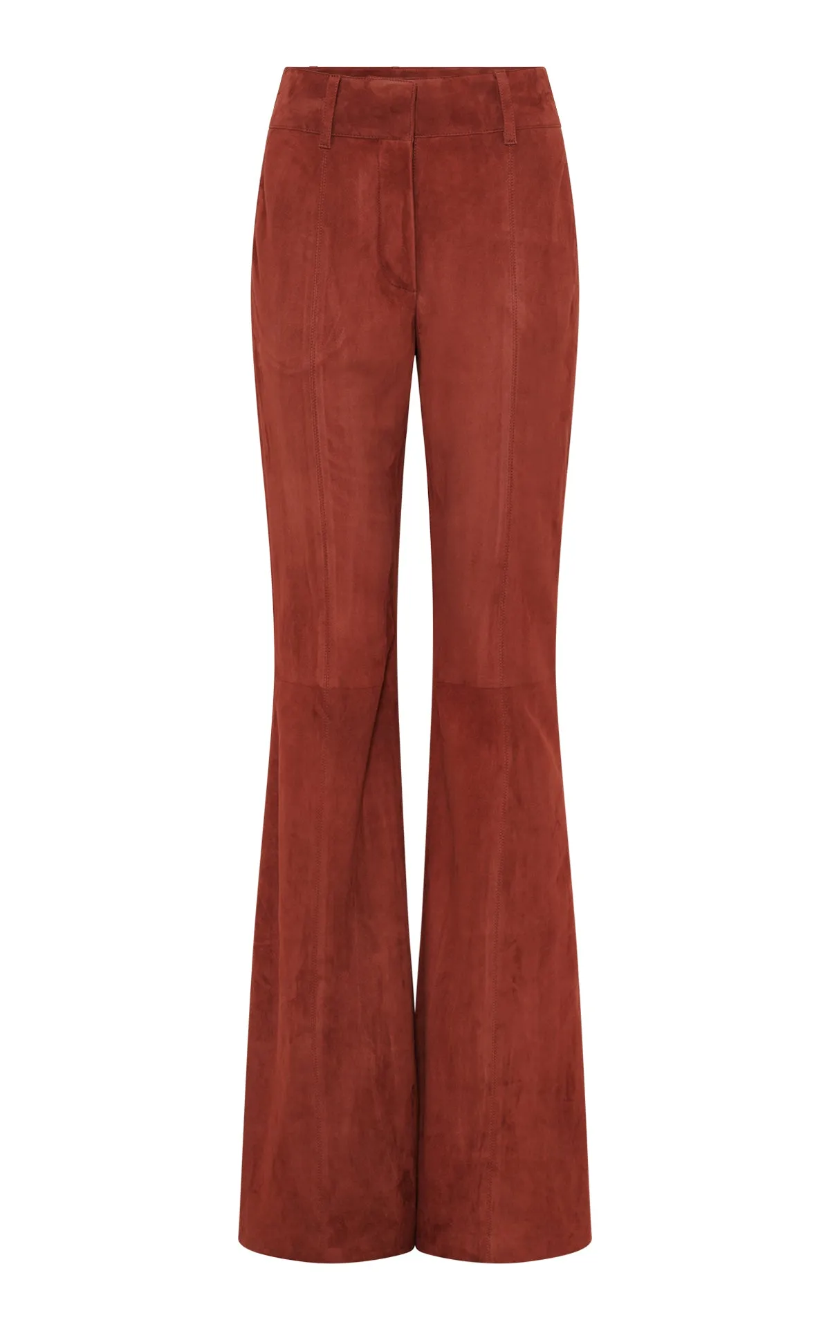 Rhein Flare Pant in Burnt Sienna Suede WrinkleResistantTextile